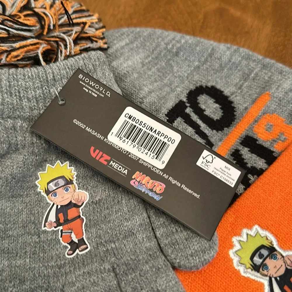 Bioworld kids youth Naruto beanie and glove set